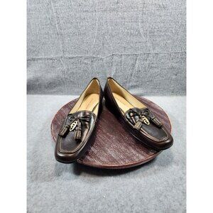 Etienne Aigner Brown "Vita" Loafers With Tassel & Gold Hardware & Low Heel 8M